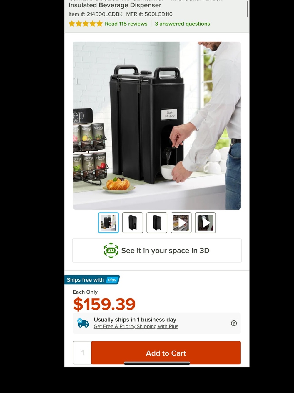 & Other Stories Black Insulated Beverage Dispenser